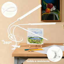 Carica l'immagine nel visualizzatore di Gallery, Lampada a morsetto per cavalletto con interruttore on/off, 3 modalità di colore, dimmerabile, lampada flessibile a collo