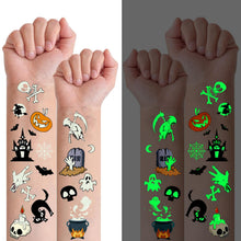 Carica l'immagine nel visualizzatore di Gallery, 30 Fogli Tatuaggi Temporanei per Bambini, Luminose Tatuaggi Halloween
