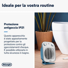 Carica l'immagine nel visualizzatore di Gallery, De'Longhi HFS50B20.AV Termoventilatore, Silenzioso e leggero, 3 livelli di potenza, ventilazione estiva, protezione antigoccia, maniglia, dispositivo di sicurezza, luce, protezione antigelo,Avio