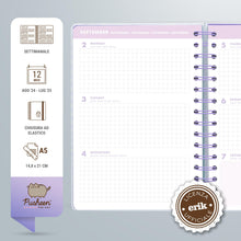 Carica l&#39;immagine nel visualizzatore di Gallery, Grupo Erik: Diario Scuola 2024 2025 Pusheen, Agenda settimanale A5 12 mesi, 14,8x21 cm, Diario Pusheen 2024 2025, Agenda Pusheen 2024 2025, Cancelleria Kawaii