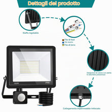 Carica l'immagine nel visualizzatore di Gallery, Faretto con Sensore di Movimento 100W, Faro LED da Esterno 10000LM,3000K IP66