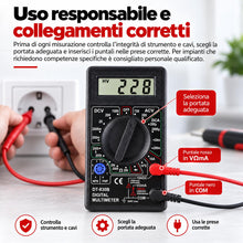 Carica l'immagine nel visualizzatore di Gallery, Topolenashop Multimetro Digitale DT830B con Display LCD e Puntali – Voltmetro Amperometro Ohmmetro, Tensione DC 1000V e 
