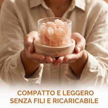 Carica l'immagine nel visualizzatore di Gallery, Lampada di Sale Himalayano senza fili, dimmerabile base legno calotta vetro