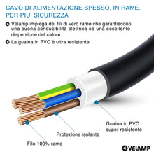 Carica l'immagine nel visualizzatore di Gallery, Velamp Prolunga elettrica da 3 metri – Spina e presa da 10A - Ideale per collegare gli apparati domestici – Colore nero