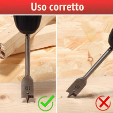 Carica l'immagine nel visualizzatore di Gallery, SHALL- Set di punte piatte per legno, 8 pezzi, codolo esagonale a cambio rapido da 1/4", Ø 6-32 mm, punta da trapano per
