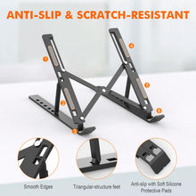 Carica l'immagine nel visualizzatore di Gallery, GRIFEMA GB1054B Supporto PC Portatile, Alluminio, Antiscivolo, Regolabile a 6 Angolazioni, Laptop Stand Compatibile con Laptop da 10-17,3 Pollici e Tablet - Nero