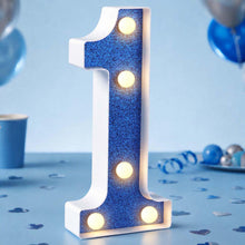 Carica l'immagine nel visualizzatore di Gallery, Decorazioni per il 1° Compleanno con Numeri LED Illuminati per Ragazzi, Numero 1 Blu per Sfondo Festa di Compleanno, Ann
