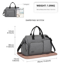 Carica l&#39;immagine nel visualizzatore di Gallery, KONO Borsa per pannolini per mamma e papà, grande borsa da viaggio con fasciatoio, grigio., Rétro