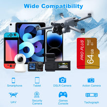 Carica l'immagine nel visualizzatore di Gallery, Micro SD 64 GB, 2 Pack Scheda SD 64 GB Memoria Card con Adattatore UHS-I C10 A1 TF Microsd 64GB Memory Card per Telefono