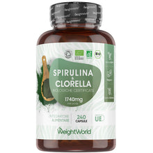 Carica l'immagine nel visualizzatore di Gallery, Spirulina e Clorella Biologiche Certificate, 240 Capsule Vegane Superfood