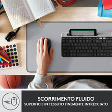 Carica l&#39;immagine nel visualizzatore di Gallery, Logitech Desk Mat - Studio Series, Multifunzione, Tappetino per Mouse Esteso, Protezione Scrivania da Ufficio con Base in Gomma, Resistente ai Versamenti - Grigio