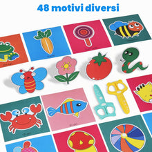 Carica l'immagine nel visualizzatore di Gallery, DealKits Set Taglio Carta per Bambini, 2 Forbici Sicurezza + 48 Fogli, Attività Didattica Creativa per Asilo e Scuola Ma