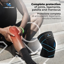 Carica l'immagine nel visualizzatore di Gallery, Tutore Ginocchio con Stabilizzatori Laterali, X-Pro Sport Ginocchiera Rotulea Regolabile, Supporto Menisco Legamenti Crociati, Tutore Ortopedico Traspirante Professionale per Uomo e Donna