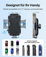 Carica l'immagine nel visualizzatore di Gallery, Supporto per cellulare Andobil per auto, staffa di ventilazione aggiornata con 2 clip di ventilazione, supporto universale per smartphone per veicoli con rotazione a 360° per iPhone 11 11 Pro Samsung Galaxy Note10 Huawei LG ecc., nero opaco