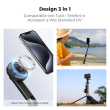 Carica l'immagine nel visualizzatore di Gallery, K&amp;F CONCEPT Treppiede Magnetico, 3-in-1 Selfie Stick Magnetico+Clip+1/4"