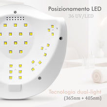 Carica l'immagine nel visualizzatore di Gallery, Lampada led unghie UV professionale 36 LED con 5 Timer da 48W / 54W. Fornetto ideale per manicure e pedicure con sensore