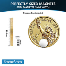 Carica l&#39;immagine nel visualizzatore di Gallery, Vinabo 60Pezzi Magneti, al Neodimio Rotondi Piccoli 6 mm x 3 mm, Mini Calamite per Frigo, Lavagne, Artigianato, Mappe, Decorazioni - D&#39;argento