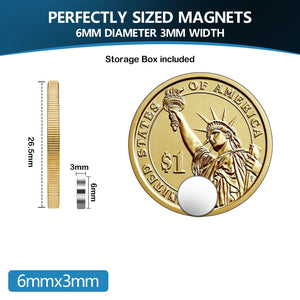 Vinabo 60Pezzi Magneti, al Neodimio Rotondi Piccoli 6 mm x 3 mm, Mini Calamite per Frigo, Lavagne, Artigianato, Mappe, Decorazioni - D'argento