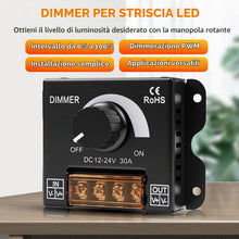 Carica l'immagine nel visualizzatore di Gallery, Dimmer led DC 12V-24V PWM 30A dimmer controller LED Light Strip dimmer Manopola di comando dell'interruttore regolazione