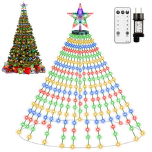 Carica l'immagine nel visualizzatore di Gallery, Luci Albero di Natale a Cascata con 410 LED e Stella Topper, Multicolore