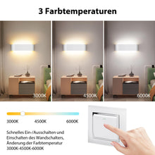 Carica l'immagine nel visualizzatore di Gallery, OOWOLF Applique da Parete Interno 1 Pezzi, Temperatura Colore Regolabile 3000K/4500K/6000K, 18W Alluminio Lampada a Muro