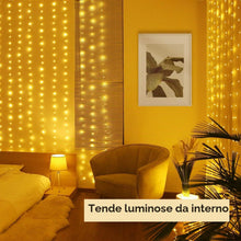 Carica l'immagine nel visualizzatore di Gallery, Tenda Luminosa 2x2 m, 200 Led Impermeabile LED Catena Luminosa Luci Cascata per Decorare Interni e Esterni Nozze, Festa,