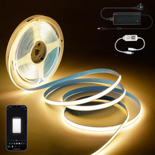 Carica l'immagine nel visualizzatore di Gallery, Striscia LED WIFI COB da 5 m, luce bianca calda, 24 V, 3000 K, COB LED, luce bianca calda, dimmerabile, ad alta luminosi