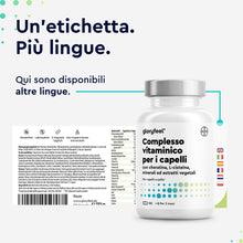 Carica l'immagine nel visualizzatore di Gallery, Integratore per Capelli, 3 Mesi di Scorta,180 Capsule, Cheratina, Biotina, Zinco &amp; Selenio + Rame, Per Capelli Sani, per