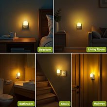 Carica l&#39;immagine nel visualizzatore di Gallery, [2 Pezzi] Luce Notturna con Sensore Crepuscolare, 5 Livelli di Luminosità Regolabili, ON/OFF/AUTO Modalità, 3000K Bianco Caldo Luce Notturna Bambini per Camera da Letto, Soggiorno, Corridoio, 0,3W