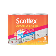 Carica l'immagine nel visualizzatore di Gallery, Scottex Quanto Basta, Carta Da Cucina, Opzione Mezzo Strappo, 3 Maxi Rotoli
