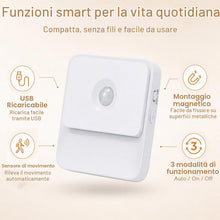 Carica l'immagine nel visualizzatore di Gallery, 4 Pezzi Luce Notturna con Sensore di Movimento, LED Ricaricabile USB C, Bianco Caldo Regolabile, Installazione Magnetica
