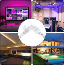 Carica l'immagine nel visualizzatore di Gallery, 40Pcs Connettori Striscia Led Set,Strisce luminose a forma L 2pin,Connettori a T,Connettori Senza fessure per strisce LE