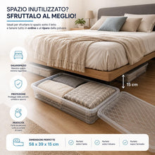 Carica l'immagine nel visualizzatore di Gallery, BAKAJI Set 4 Contenitori Sottoletto con Coperchio Trasparente, Storage Box Organizer Impilabile Salvaspazio Capiente e Robusto, Scatole Multiuso per Armadio, Vestiti, Stoccaggio Versatile