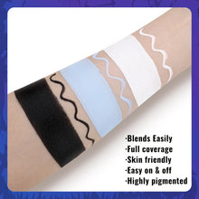 Carica l&#39;immagine nel visualizzatore di Gallery, BOBISUKA Pittura per Viso Nero Bianco Grigio + 3 Spugne + 1 Pennello, Trucco Teatrale, Body Painting per Halloween, Carnevale, Trucco Scheletri, Effetti Speciali