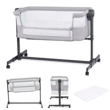 Carica l'immagine nel visualizzatore di Gallery, Kinderkraft NESTEE UP 2 Culla da affiancare, Lettino Co-Sleeping, 5 livelli di regolazione dell’altezza, 4 ruote per poterlo, Facile da Montare, Accessori materasso, Morbido materiale, Grigio Claro