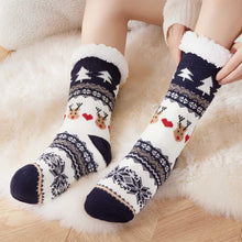 Carica l'immagine nel visualizzatore di Gallery, AEKZOX Calzini di Natale Uomo Donna Caldi e Morbidi Calze Antiscivolo con Motivo Norvegese Regalo di Natale per l’Inverno