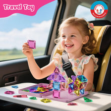 Carica l'immagine nel visualizzatore di Gallery, Set di 42 piastrelle magnetiche da viaggio con glitter da viaggio, per bambini, menta, piastrelle magnetiche con base in