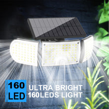 Carica l'immagine nel visualizzatore di Gallery, Lampada solare a 160 LED per esterni con sensore di movimento, impermeabile IP65, luce diurna 6500 K, angolo di diffusio