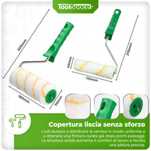 Carica l'immagine nel visualizzatore di Gallery, ToolSpace 9 Pezzi Set - Rullo Pittura Kit 2 x 18 cm con Rulli 2 x 11 cm con Manico - Pennelli Pelo Lungo 2 x 36 mm Vasch