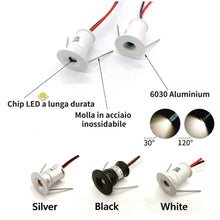 Carica l'immagine nel visualizzatore di Gallery, Mini Faretti Led Da Incasso 12V 1W IP65 9Pz Bianco Fredda 6000K 120°