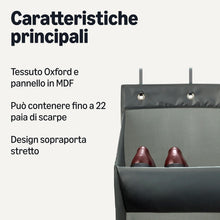 Carica l'immagine nel visualizzatore di Gallery, Amazon Basics Organizer per scarpe da appendere alla porta, con 8 ripiani, grande, grigio antracite