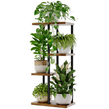 Carica l'immagine nel visualizzatore di Gallery, Bamworld Porta Piante da Interno ed Esterno per Balcone – Fioriera Verticale in Metallo e Legno con 4 Ripiani – Disponib