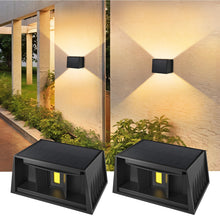 Carica l'immagine nel visualizzatore di Gallery, T-SUN 2 Pezzi Applique Solare da Esterno Nero, Luce Calda 3000K Applique da Parete Esterno, Moderno Up Down Lampada da P