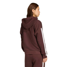 Carica l'immagine nel visualizzatore di Gallery, adidas Donna Essentials 3-Stripes Full-Zip Fleece Hoodie, Shadow Brown/White, XS