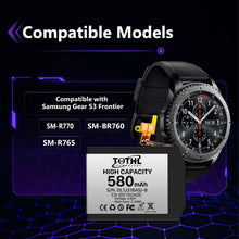 Carica l'immagine nel visualizzatore di Gallery, Batteria di ricambio per Samsung Gear S3, 580 mAh, EB-BR760ABE, compatibile con Samsung Gear SM-R760 SM-R770 SM-R765 Gea