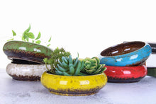 Carica l'immagine nel visualizzatore di Gallery, VanEnjoy, Vaso rotondo in ceramica smaltata per piante grasse, 18,5 cm, con foro di drenaggio, vaso per bonsai, decorazi