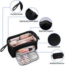 Carica l'immagine nel visualizzatore di Gallery, Sciphylia Astuccio Grande per Bambini Astucci con Manico Astuccio Portapenne Materiale Scolastico Stazionario Borsa dei Organizzatore da Scrivania per Studenti Ragazzi Ragazze Carbone Nero