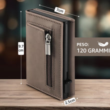 Carica l'immagine nel visualizzatore di Gallery, Tomylv Portafoglio Uomo, RFID Magnetica Portafoglio Uomo Slim, Porta Carte di Credito Uomo - ID Window, Tasca portamonete con cerniera, Scomparto per Banconota - Marrone