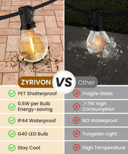 Carica l'immagine nel visualizzatore di Gallery, ZYRIVON Catene Luminose 20M/66FT, Luci da Esterno Giardino con 30+2 G40 LED, 2700K Bianco Caldo Luci Giardino, Impermeabile Luci Esterno Interno per Natale, Matrimonio, Festa, Giardino, Patio