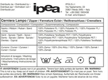 Carica l'immagine nel visualizzatore di Gallery, IPEA Cerniera Lampo Catena Continua misura #5 Nera - [ 5 METRI + 15 CURSORI IN METALLO ] - Made in Italy - Zip Ritagliabile per Cucito, Abbigliamento, Accessori - Larghezza 30 mm - Nero Grigio